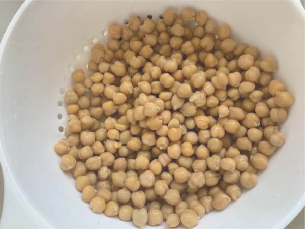 rinsed garbanzo beans in a colander. 
