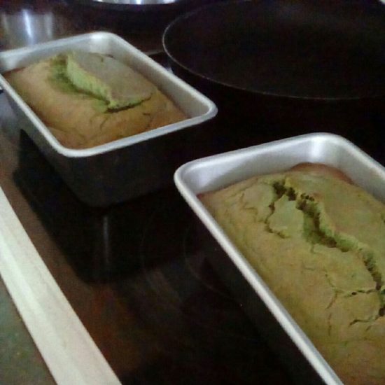 Reader Baily F's photo of her baked matcha banana bread in loaf pans.