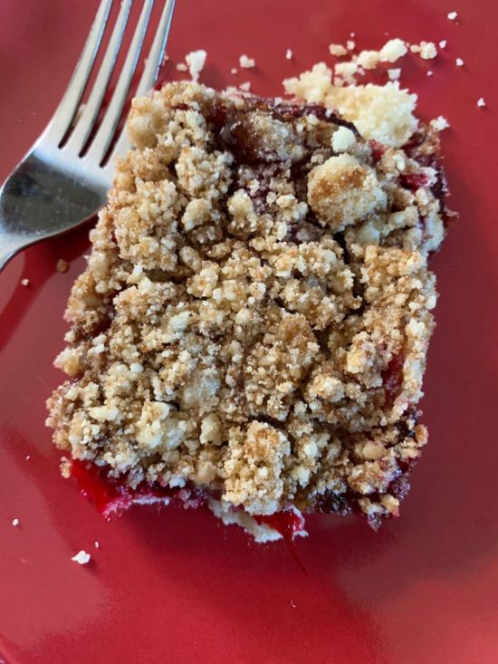 A photo of a reader's cranberry bars. She loved the recipe.