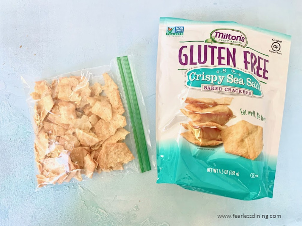 Gluten free crackers in a bag.