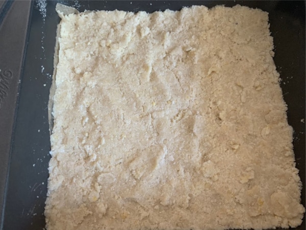 ⅔ of the crust mixture pressed into an 8x8 pan