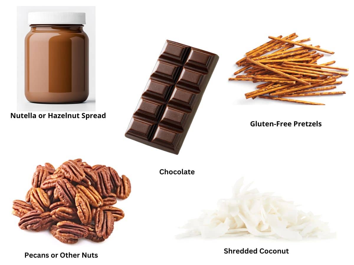 Photos of the gluten-free haystack cookie ingredients.