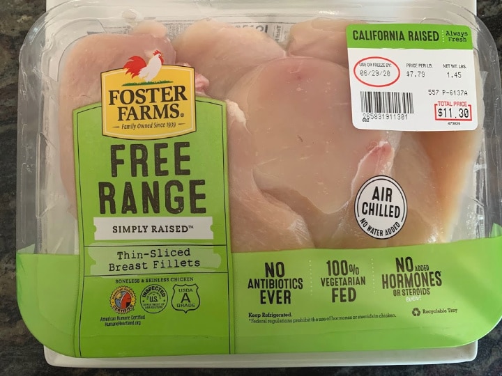 a package of Foster Farm's Chicken