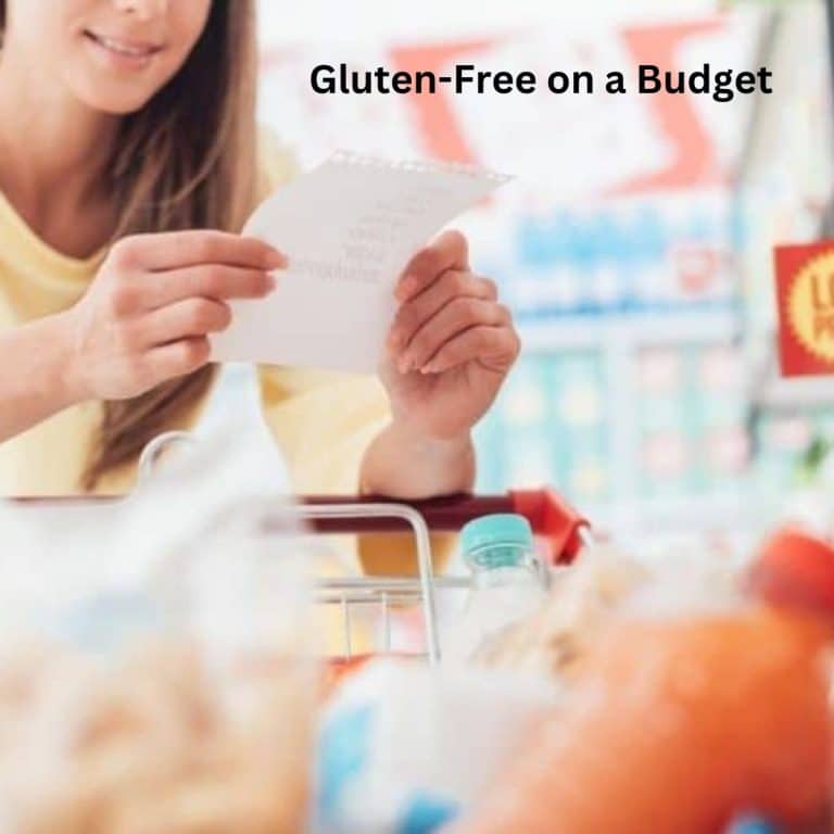 A gluten-free shopper holding a grocery list.