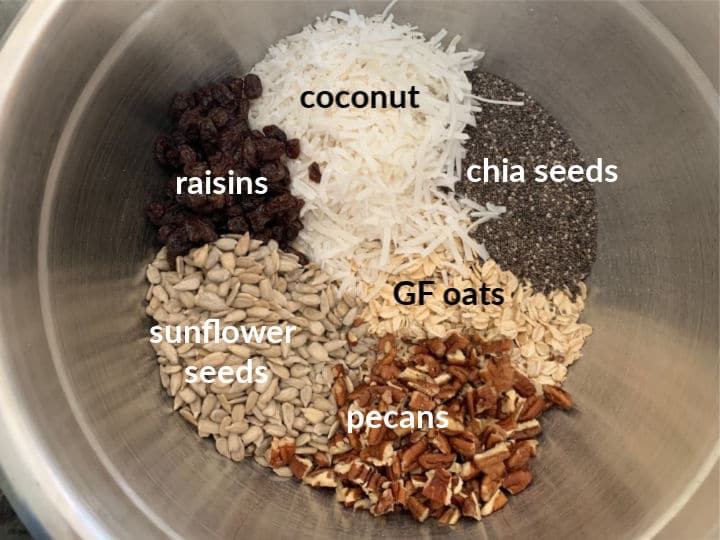 A photo with all of the ingredients labeled in a bowl ready to mix.