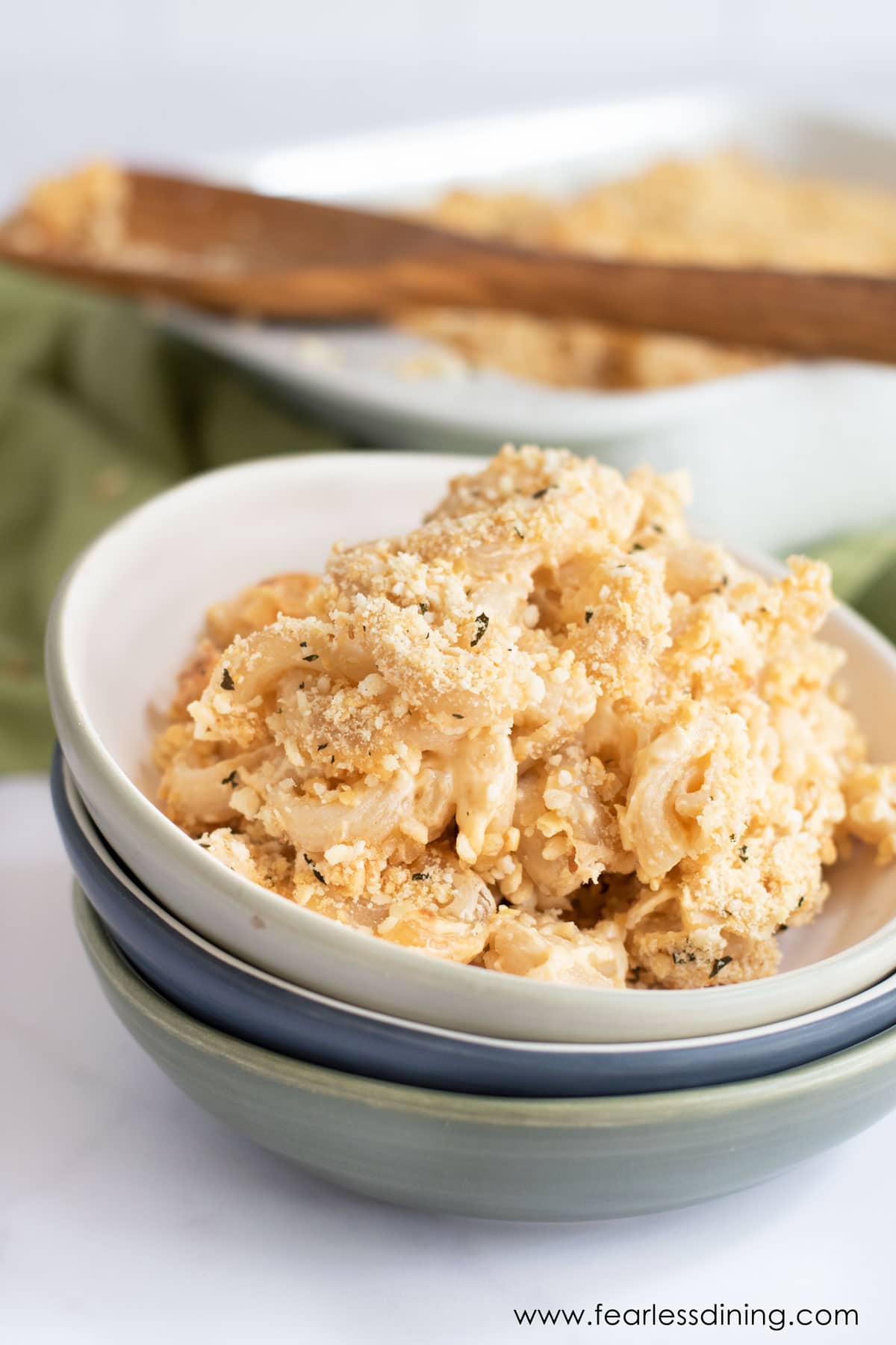 a bowl of homemade gluten free macaroni and cheese
