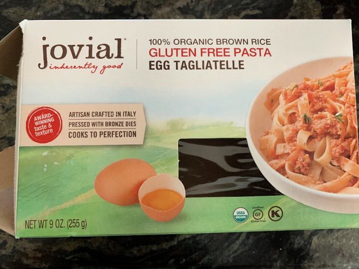 A box of jovial gluten free pasta.