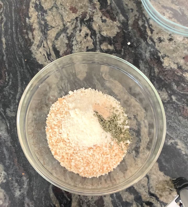 mixing the panko seasoning blend.