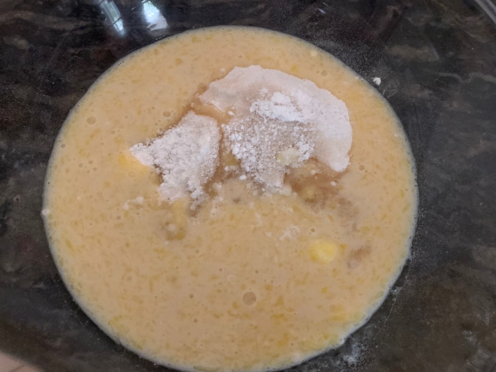 The mochi wet and dry ingredients.