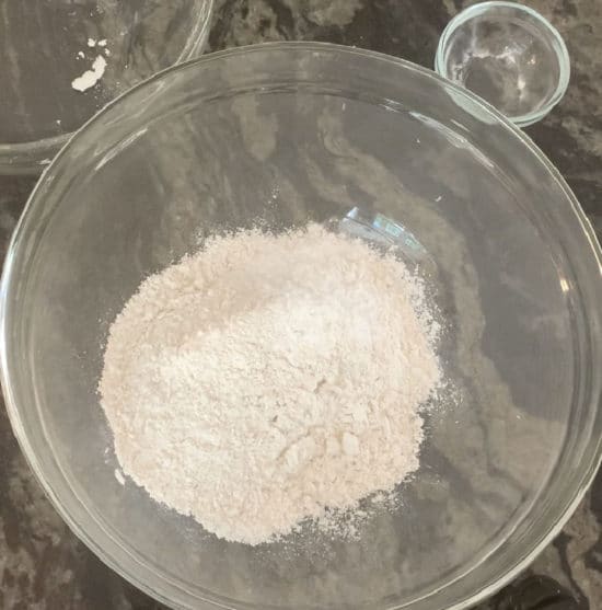 The pancake dry ingredients in a bowl.