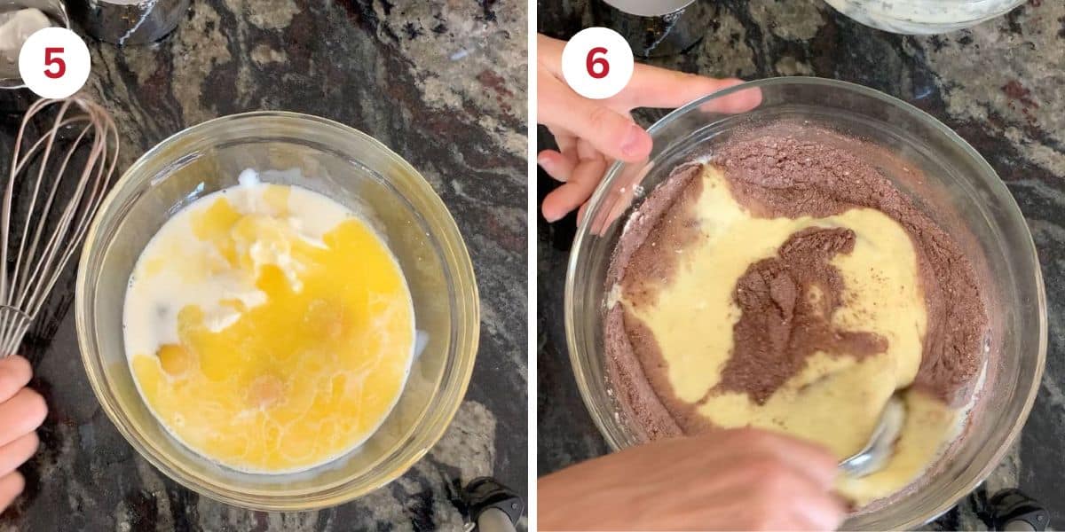 Photos making the chocolate cake batter.