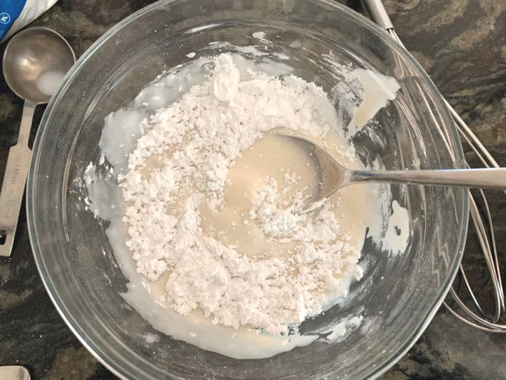 Icing ingredients in the bowl.