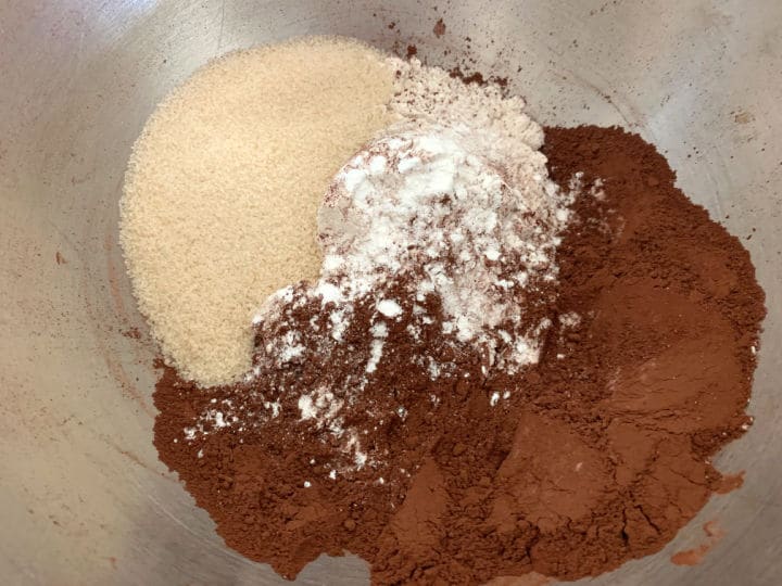 Gluten free oreo cookie ingredients in a bowl.