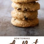 a pinterest collage of rum raisin cookies