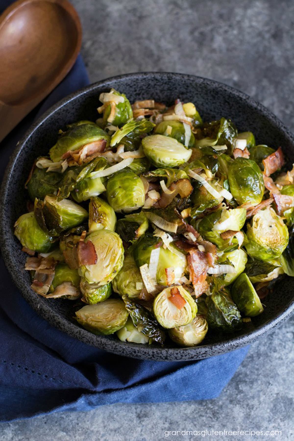 A big bowl of roasted Brussels sprouts.