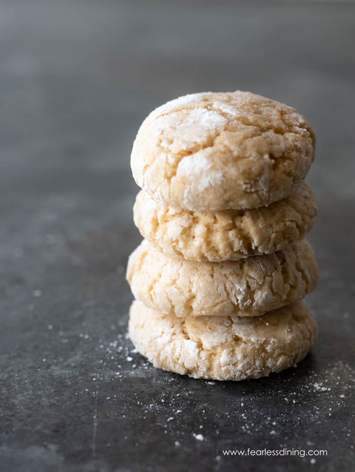 A stack of four eggnog cookies.
