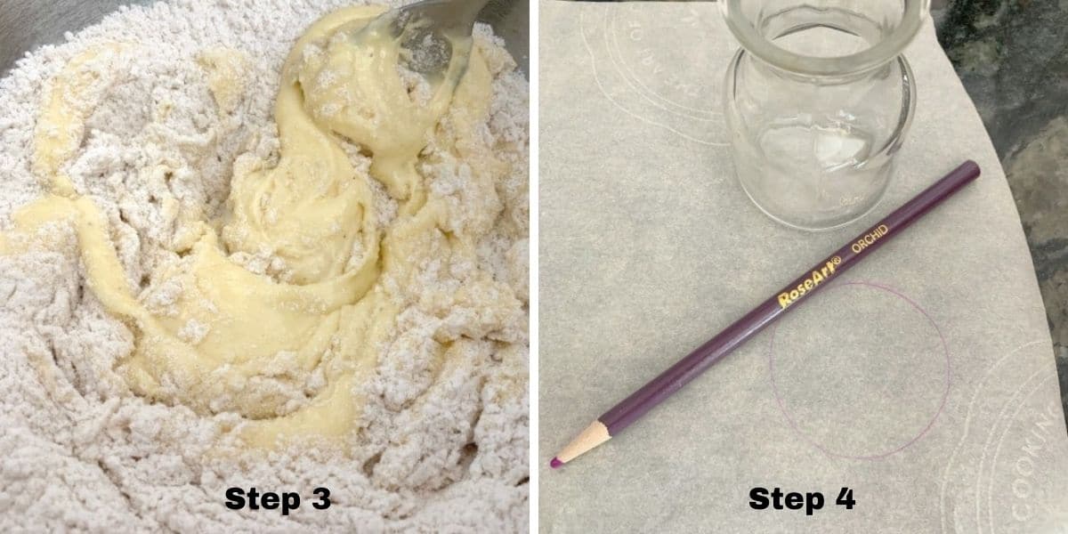 Photos of steps 3 and 4 making butter cookies.