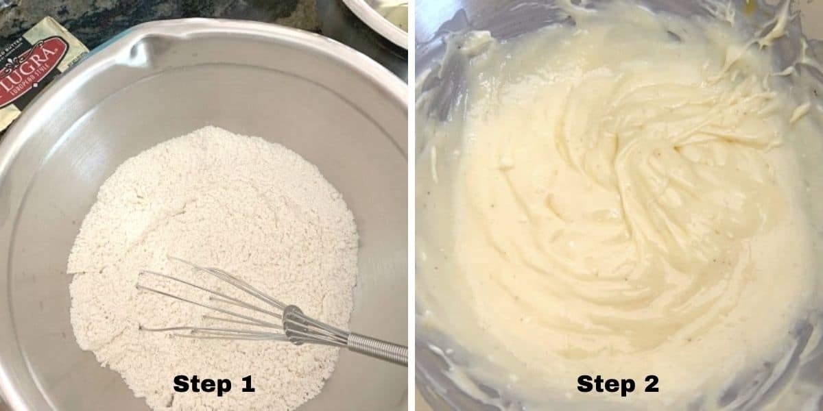Photos of steps 1 and 2 of making butter cookies.