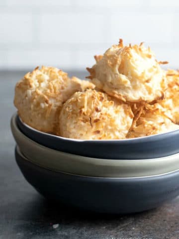 a bowl full of coconut macaroons