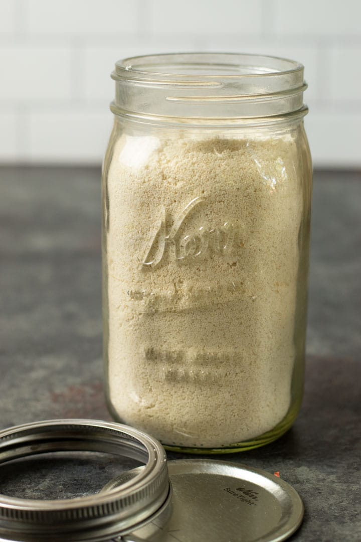 The gluten free muffin mix in a mason jar.