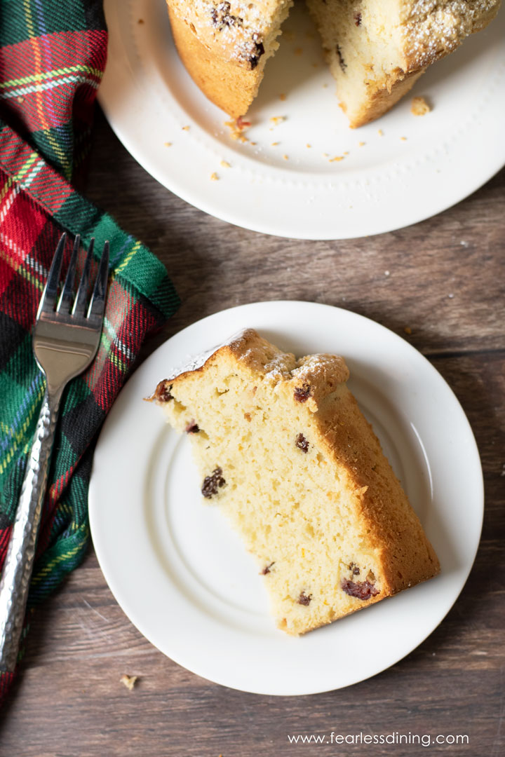 a slice of panettone bread on a plate