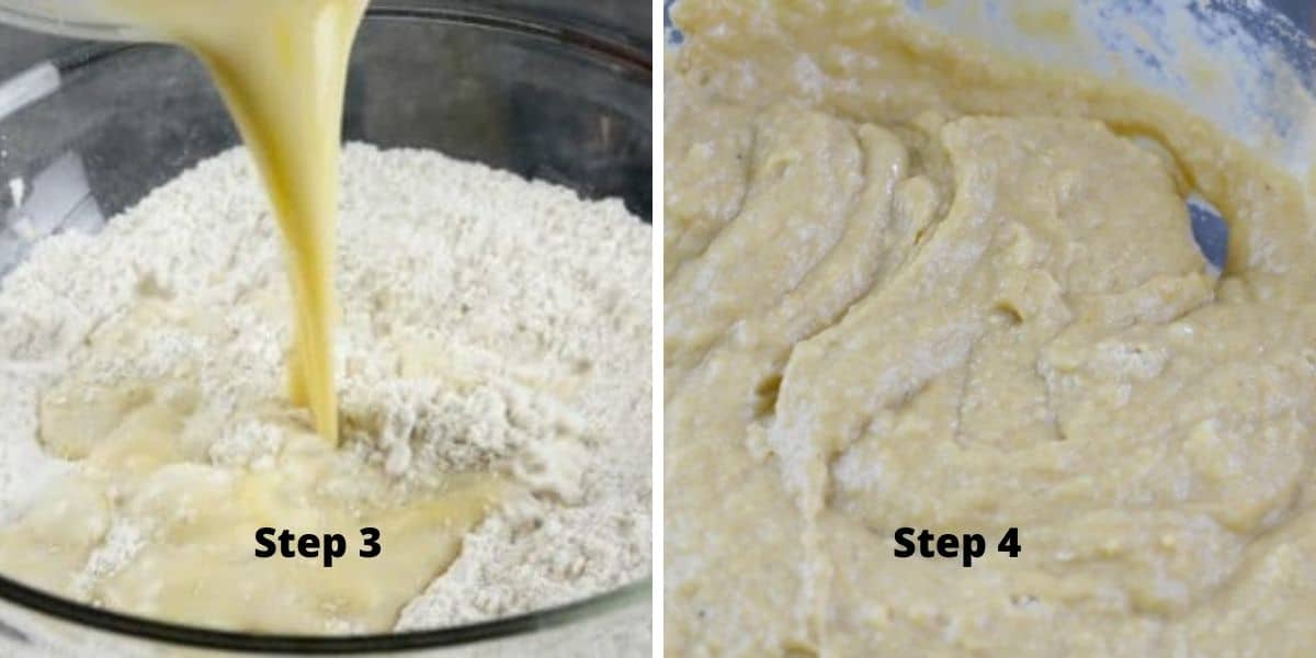 Photos of lemon cake steps 3 and 4.