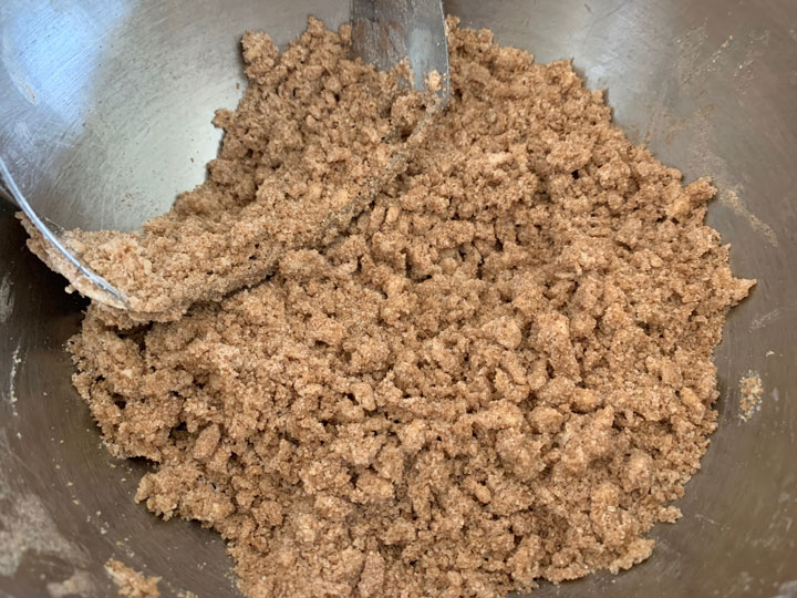 The streusel topping in a bowl.