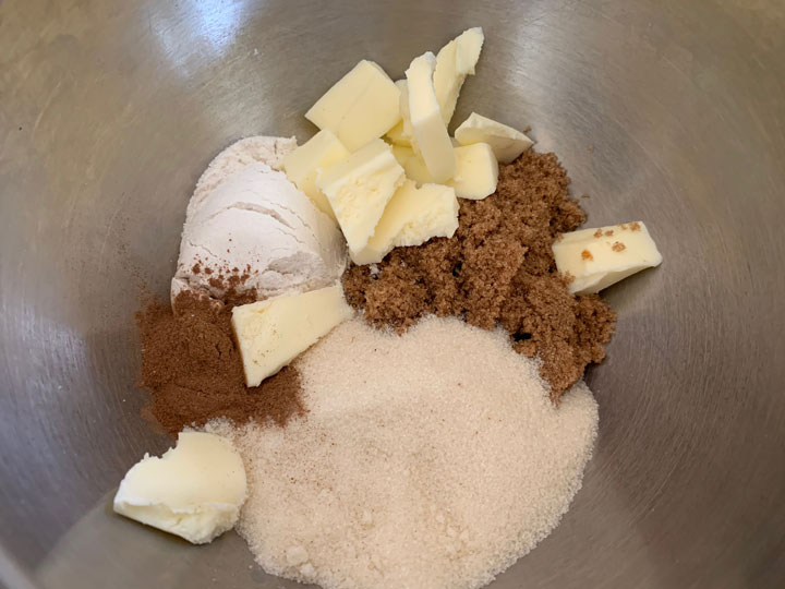 The streusel topping ingredients in a bowl.