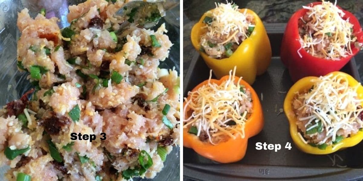 Stuffed peppers steps 3 and 4 pictures.