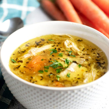 A big bowl of chicken soup.