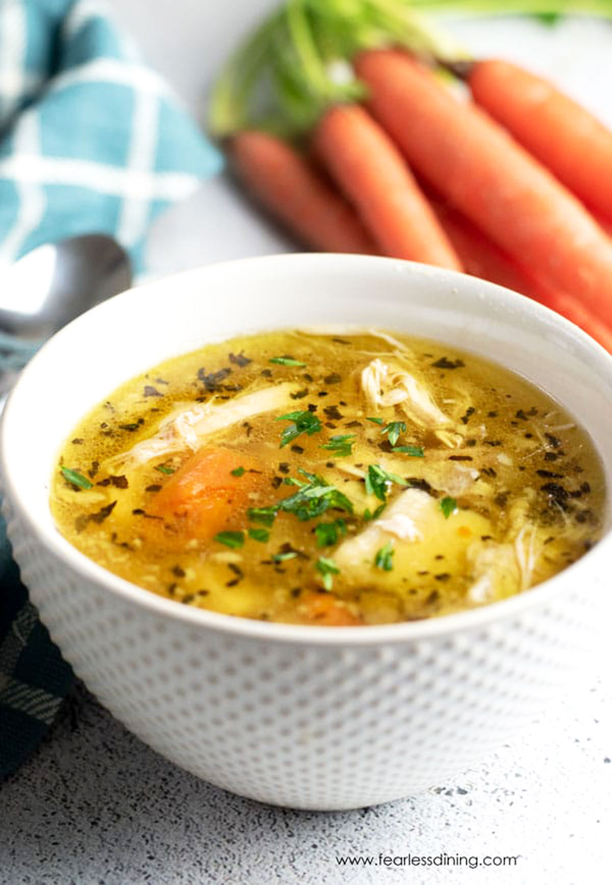 A big bowl of chicken soup.