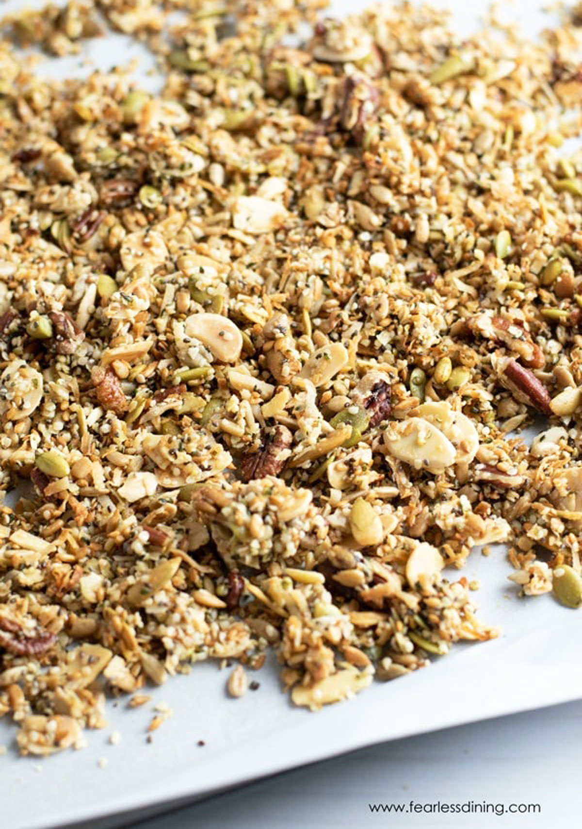 A tray of baked granola.