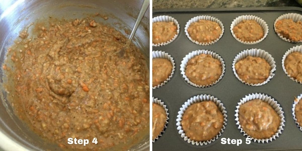 Carrot cupcakes steps 4 and 5.