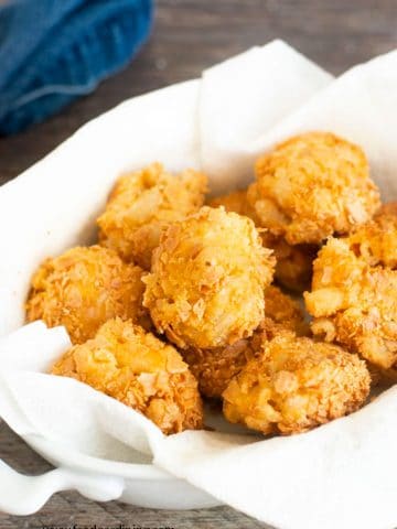 a basket of fried mac and cheese bites