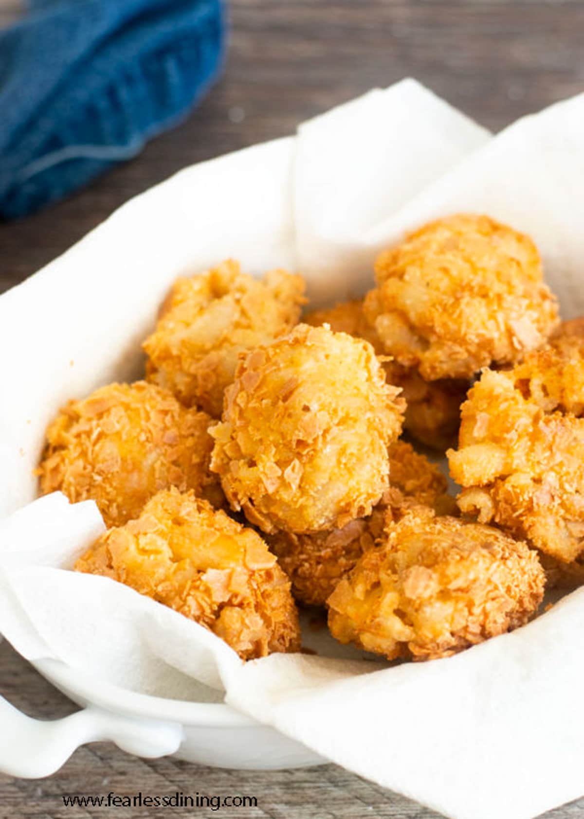 a basket of fried mac and cheese bites