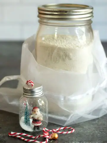 a holiday wrapped mason jar