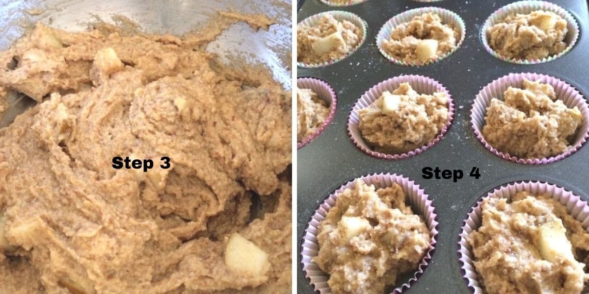 steps 3 and 4 photos of making muffins