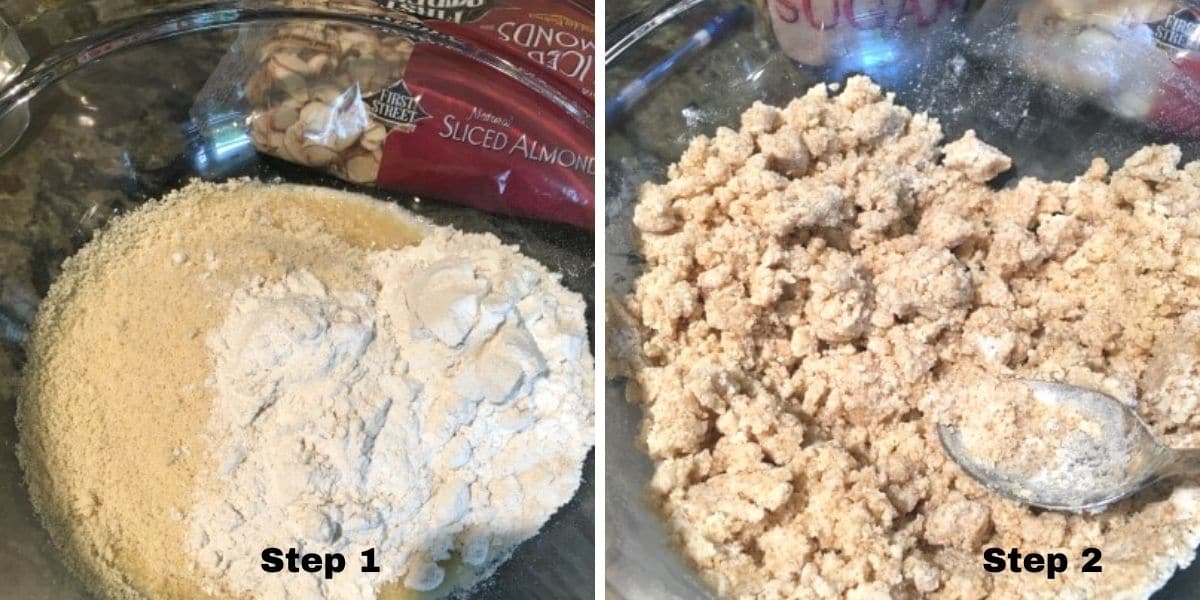 A photo of the raspberry bars steps 1 and 2.