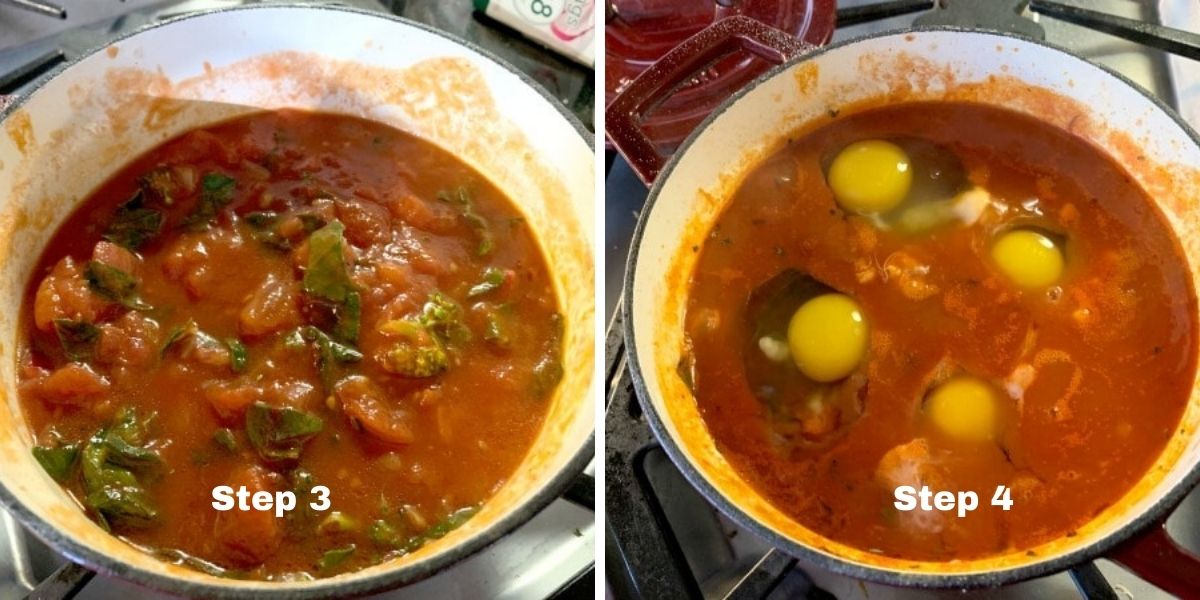 Shakshuka steps 3 and 4.