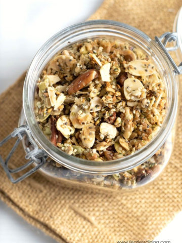 the top of a jar full of granola