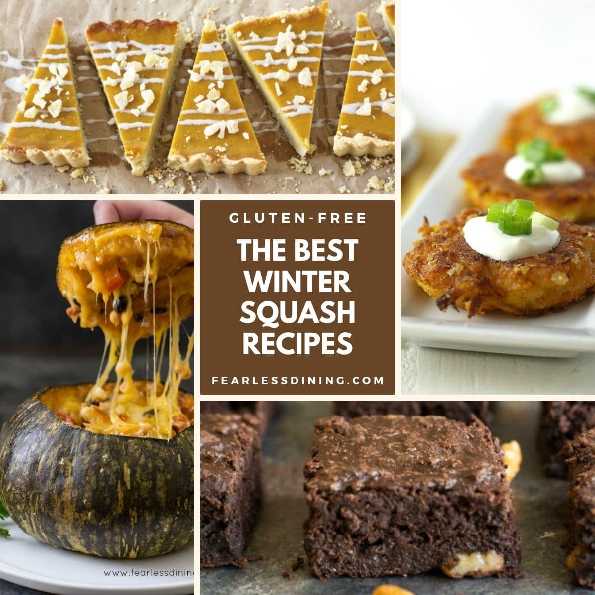 A collage of four gluten free winter squash recipes.