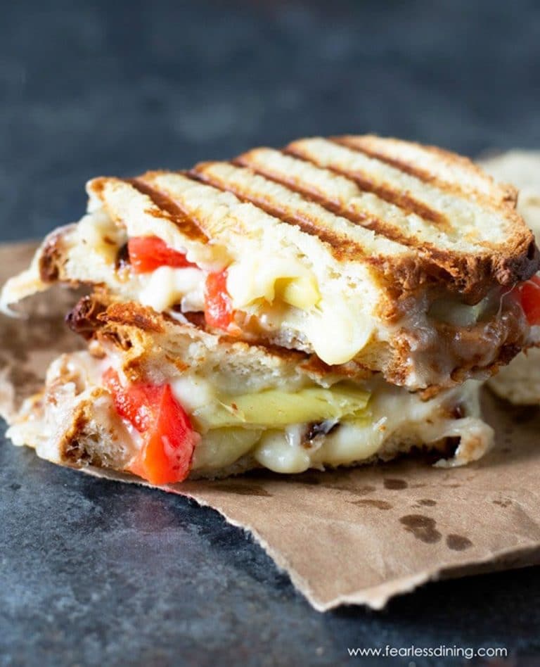 Italian Gluten Free Panini Sandwich With Roasted Red Peppers