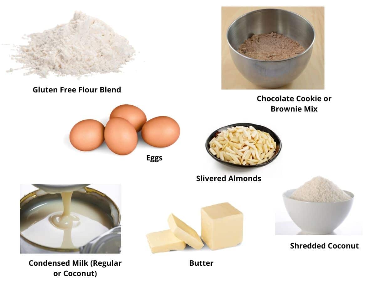 Photos of the almond joy cookies ingredients.