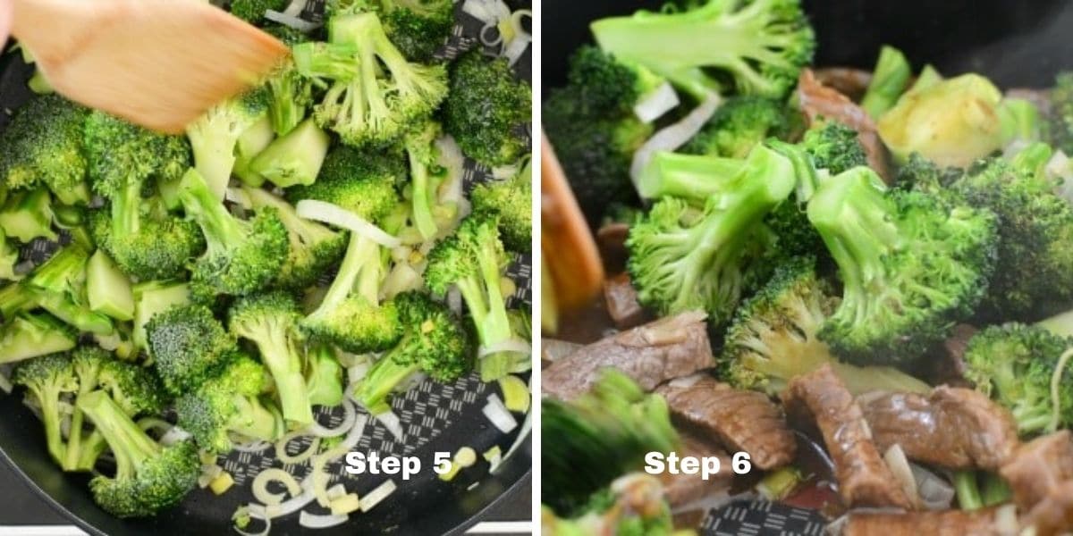 Beef and broccoli steps 5 and 6 photos.