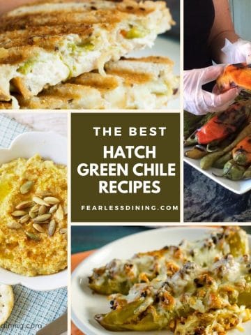 a collage of four hatch chile recipe photos