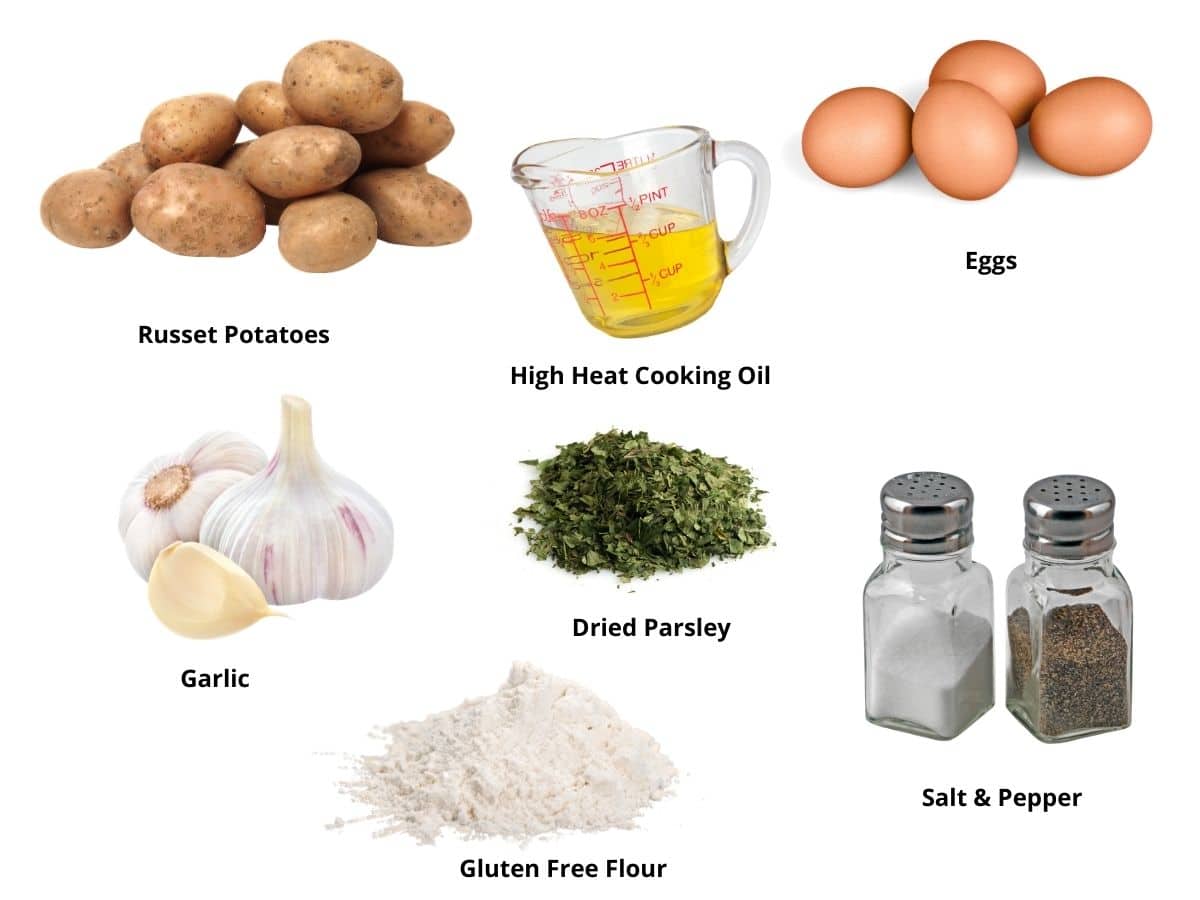 Photos of the potato latkes ingredients.