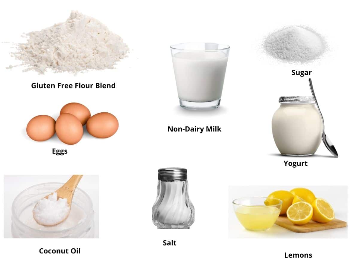 Photos of the lemon yogurt cake ingredients.