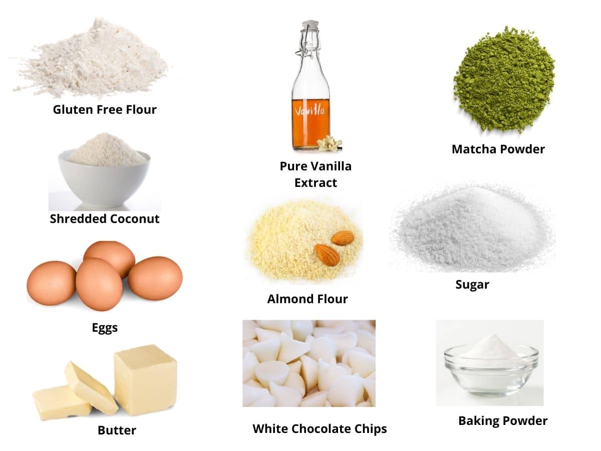 Matcha cookie bars ingredients.