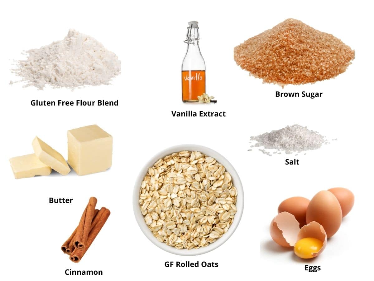 Photos of the oatmeal skillet cookie ingredients.