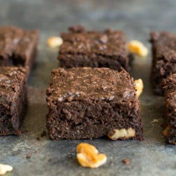 Paleo brownies on a baking sheet.